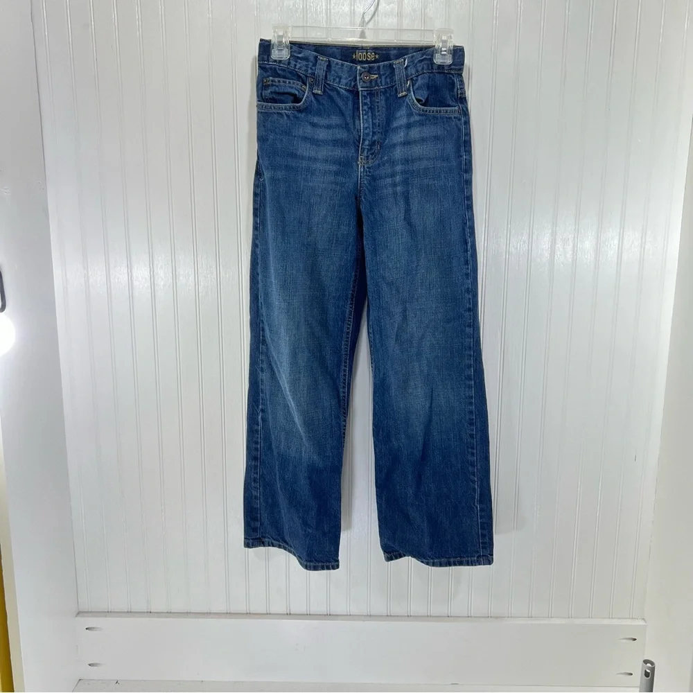 Old Navy Boys Loose Fit Jeans Size 14 Adjustable Waist Classic Straight Relaxed